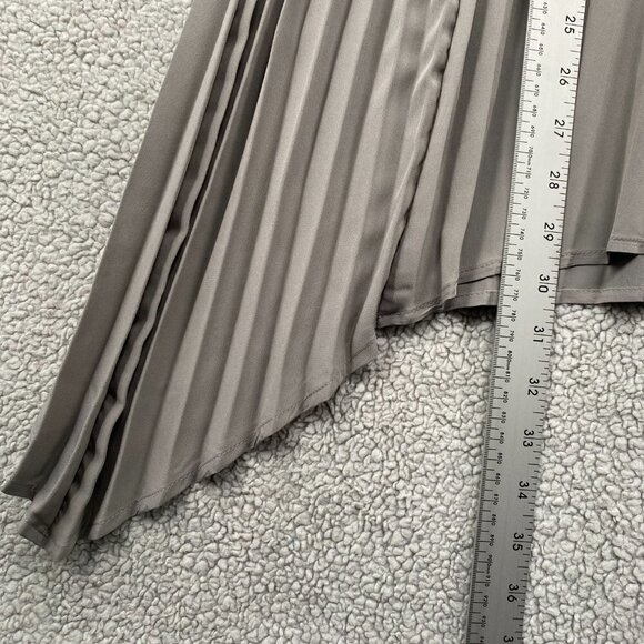 Justfab Skirt Womens Size XL Long Pleated Panel Grey Pull Op Elastic Waist Maxi - Picture 3 of 6